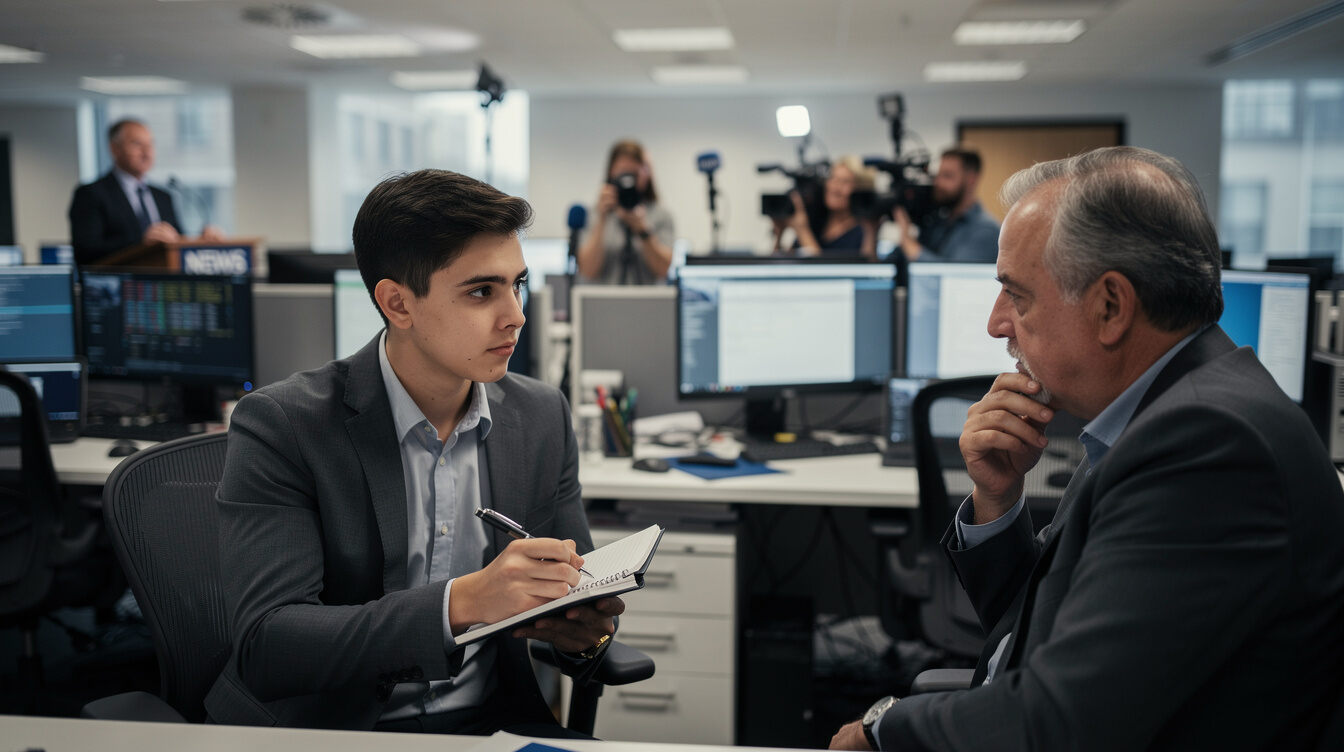 aspiring journalist in newsroom